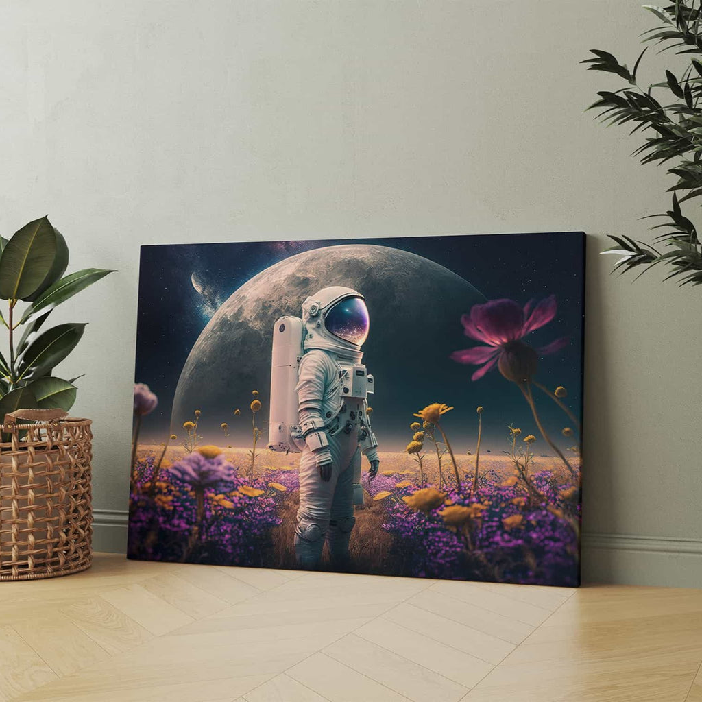 Field of Dreams Astronaut Wall Art Print | Canvas wall art print by Wall Nostalgia. Custom Canvas Print Made in Canada | Astronaut wall art, modern wall art, space wall art, canvas wall art canada, trendy wall art, bedroom wall art