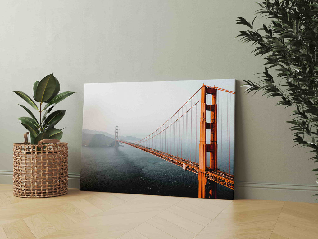 San Francisco Bridge Print | Canvas wall art print by Wall Nostalgia. Custom Canvas Prints, Made in Calgary, Canada | Large canvas prints, canvas prints, San Francisco Bridge Canvas Print, City Wall Art Print, Living room wall art prints Canada. anS Francisco bridge art prints, San Francisco wall art prints canada