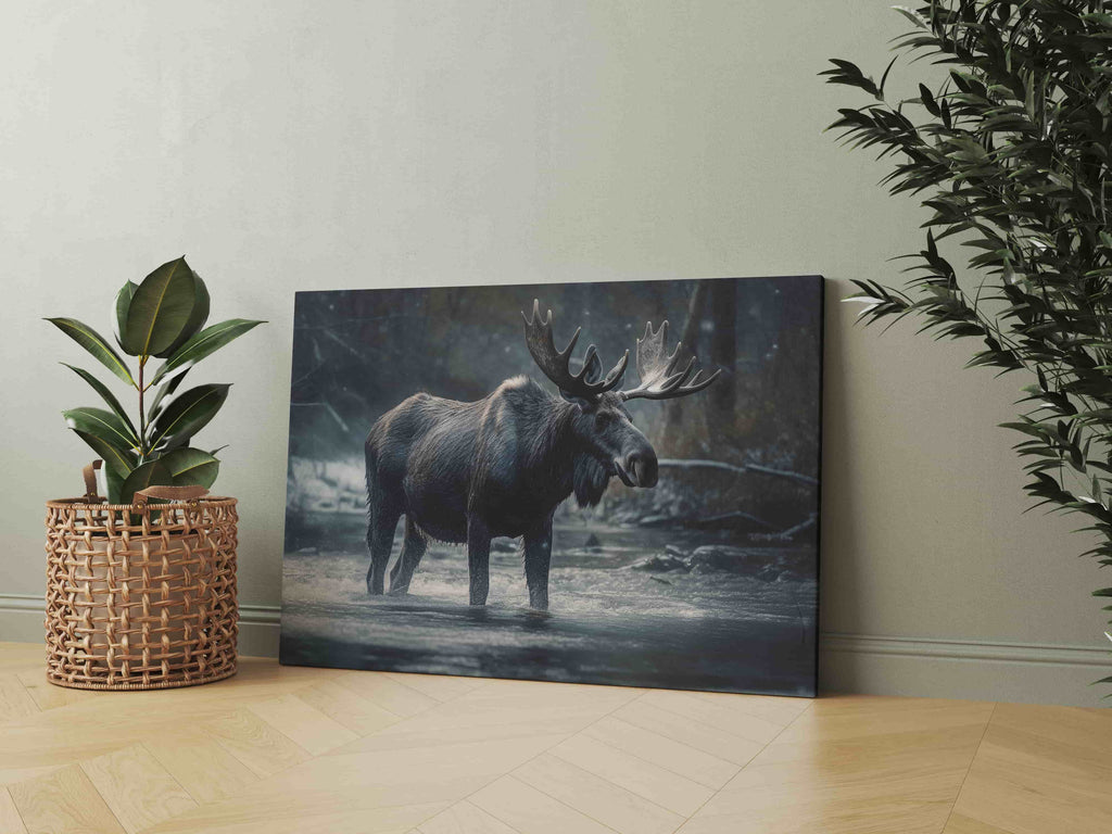 Moose Canvas Print | Canvas wall art print by Wall Nostalgia. Custom Canvas Prints, Made in Calgary, Canada | Large canvas print, framed canvas print, moose wall art, wildlife art print, wildlife wall art, moose canvas wall art, wildlife wall art canada, Moose art print, canvas wall art prints canada, canvas art prints