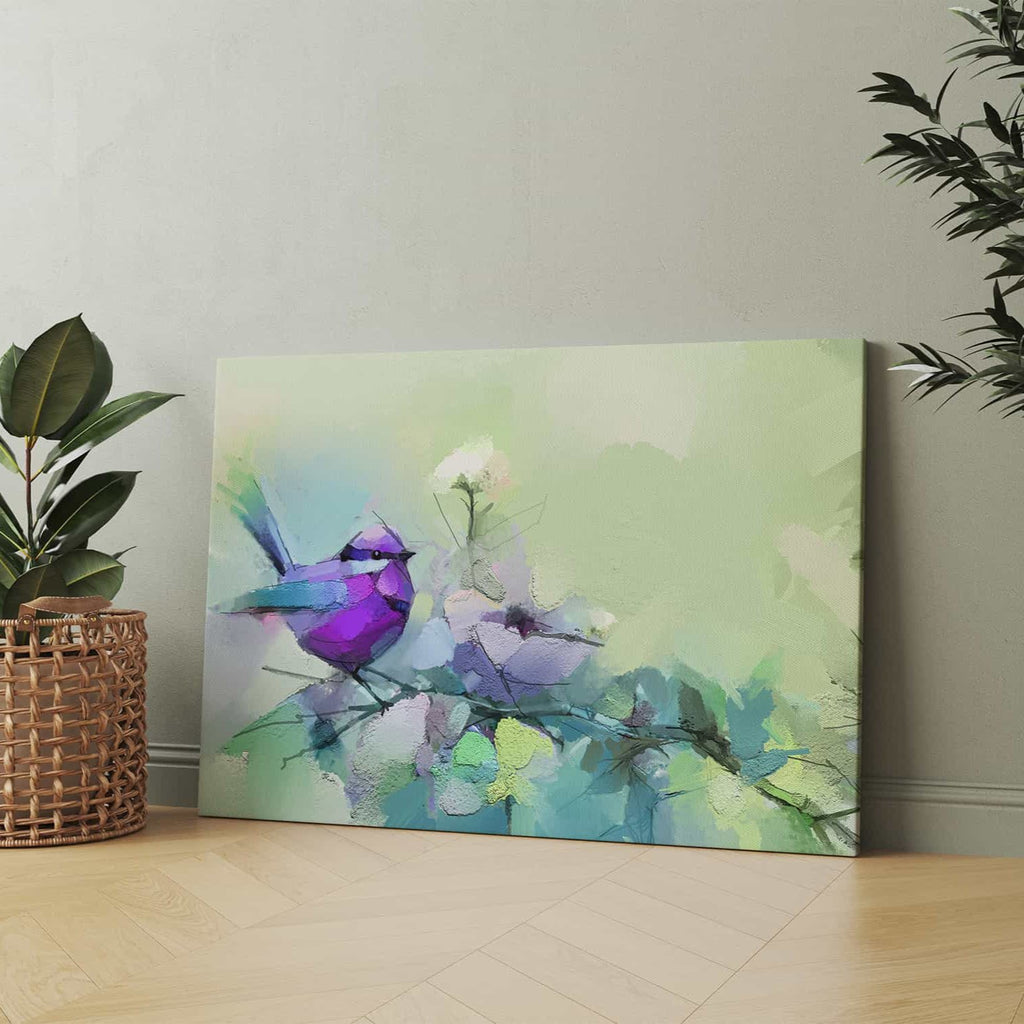Spring Song Bird Canvas Wall Art Print | Canvas wall art print by Wall Nostalgia. Custom Canvas Prints Made in Canada | Bedroom wall art, living room wall art, canvas wall art canada, wall art prints canada