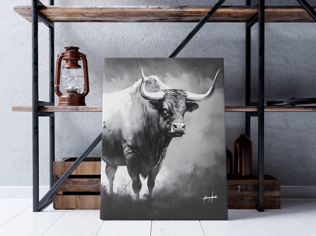 Bull Canvas Print, Bull Art Print, Bull Canvas Art Prints Canada | Canvas wall art print by Wall Nostalgia. Custom canvas prints, large canvas prints, framed canvas prints, Bull Canvas Wall Art | Bull Print, Bull Art Canvas, Bull Art Print, Bull Art, Bull Wall Art, Bull with horns, Bull Canvas Print, Bull Canvas