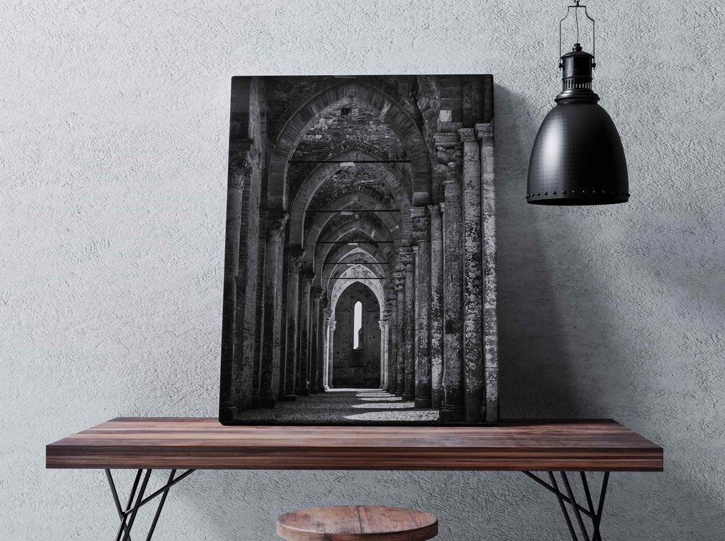 Black and White Stonework Architecture Print | Canvas wall art print by Wall Nostalgia. Custom Canvas Prints, Made in Calgary, Canada | Large canvas prints, framed canvas prints, Door Wall Art Canvas Print | Door Art Print, Modern Wall Art Print, Door Canvas Print, Door Art Print, Door Print, Architecture Print Photo