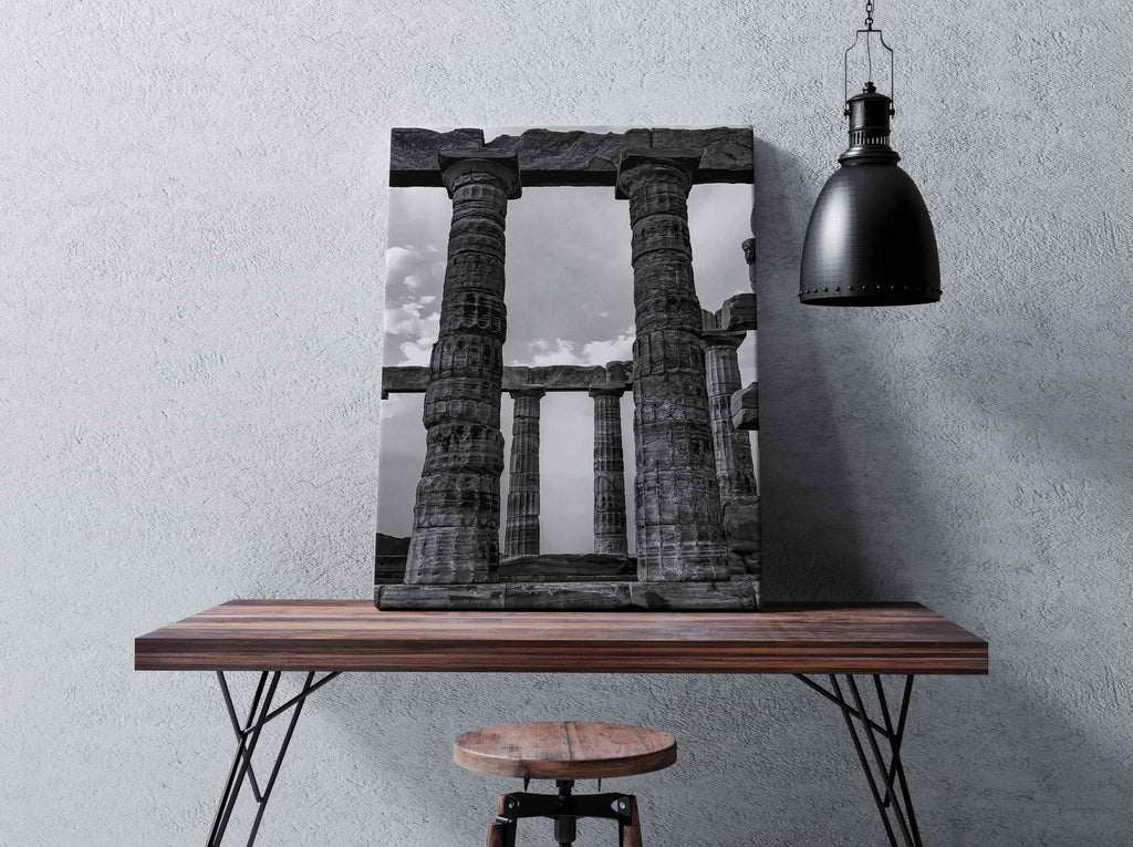 Ancient Columns Wall Art Print | Canvas wall art print by Wall Nostalgia. Custom Canvas Prints, Made in Calgary, Canada, Large canvas prints, framed canvas prints, Greek Art Canvas Print | Modern Wall Art, Greek Art Print, Architecture Print, Living Room Wall Art Print, Greece Canvas Art Print, Ancient architecture art