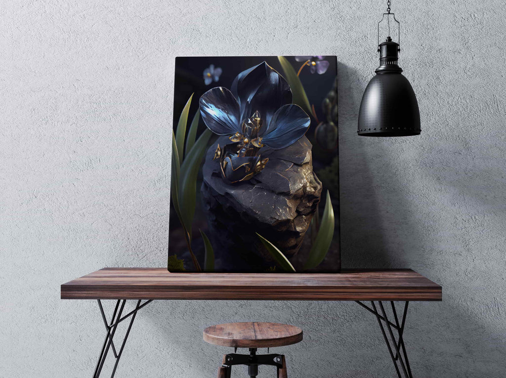Black Orchid Canvas Wall Art Print | Canvas wall art print by Wall Nostalgia. Custom Canvas Prints, Made in Calgary, Canada | Large canvas prints, Black Orchid Canvas Print, Orchid Art Print, Orchid Canvas Wall Art, Flower Wall Art Print, Black flower art, Black Flower Print, Modern Art Print, Canvas art prints Canada