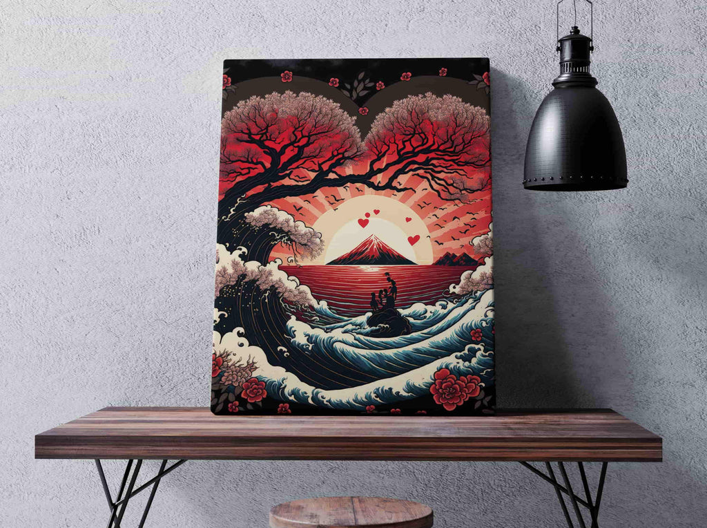 Romance is in the Air Canvas Wall Art Print | Canvas wall art print by Wall Nostalgia. Custom Canvas Prints, Made in Calgary, Canada, Large canvas print, romantic gifts, Romantic Canvas Print, Feminine Wall Art, Girly Wall Art, Japanese Wall Art Print, Romantic Prints, Romantic gift for her, valentines day gift for her
