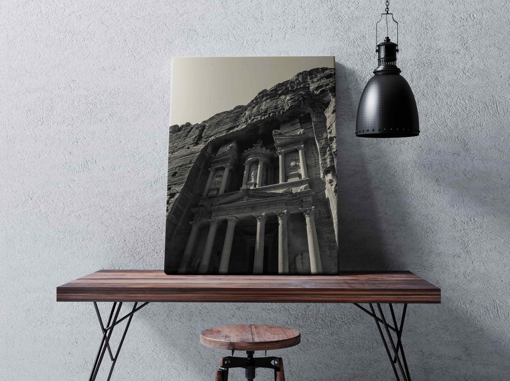 Petra Jordan Print | Canvas wall art print by Wall Nostalgia. Custom Canvas Prints, Made in Calgary, Canada | Large canvas prints, travel print, travel poster, Petra Jordan Canvas Print | Architecture Canvas Print, Petra Print, Petra Art, Travel Canvas Print, Jordan Print, Ancient City Art Print, City Wall Art Print