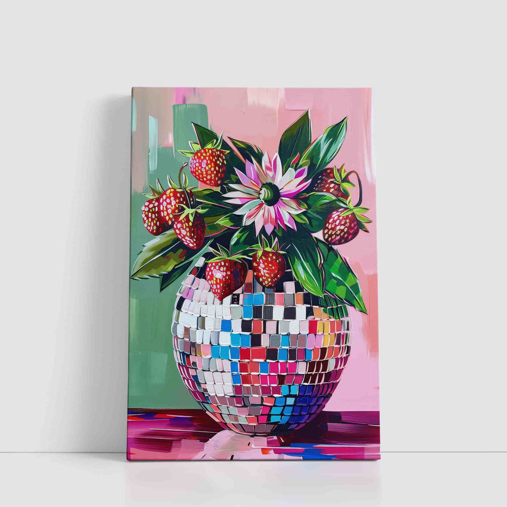 Disco Berry Canvas Wall Art Print | Canvas wall art print by Wall Nostalgia. Custom Canvas Prints, Made in Calgary, Canada | Large canvas prints, framed canvas prints, trendy wall art prints, living room wall art, living room art, living room canvas art, trendy art prints, canvas wall art canada, dining room art prints