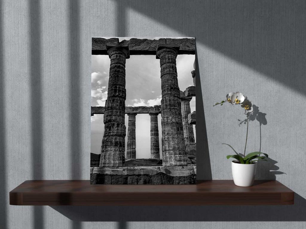 Ancient Columns Wall Art Print | Canvas wall art print by Wall Nostalgia. Custom Canvas Prints, Made in Calgary, Canada, Large canvas prints, framed canvas prints, Greek Art Canvas Print | Modern Wall Art, Greek Art Print, Architecture Print, Living Room Wall Art Print, Greece Canvas Art Print, Ancient architecture art