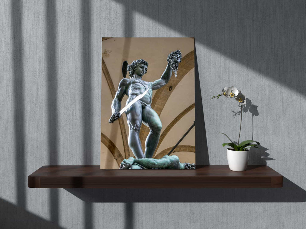 Perseus with Head of Medusa Canvas Wall Art Print | Canvas wall art print by Wall Nostalgia. Custom Canvas Prints, Made in Calgary, Canada, Large canvas prints, framed canvas prints, Perseus with Head of Medusa Canvas Wall Art Print, Greek Art Print, Greek Canvas Print, Greek God Art Print, Medusa Art Print, Modern Art
