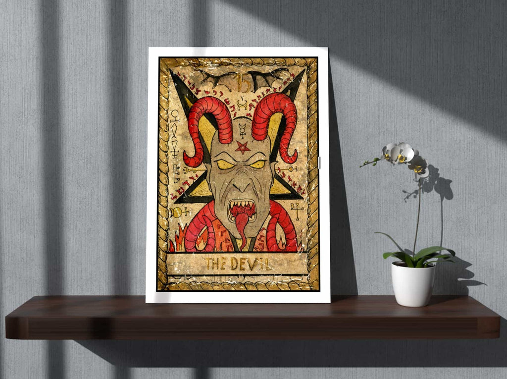 The Devil Tarot Card Canvas Print, Tarot Canvas Wall Art Prints Canada | Canvas wall art print by Wall Nostalgia. Custom Canvas Prints, Made in Calgary Large canvas prints, Devil Tarot Card Canvas Print, Tarot Card Print, Tarot Card Art, Tarot Card Art, Devil Tarot, Devil Tarot Card Art Prints, Tarot Print Devil, Tarot