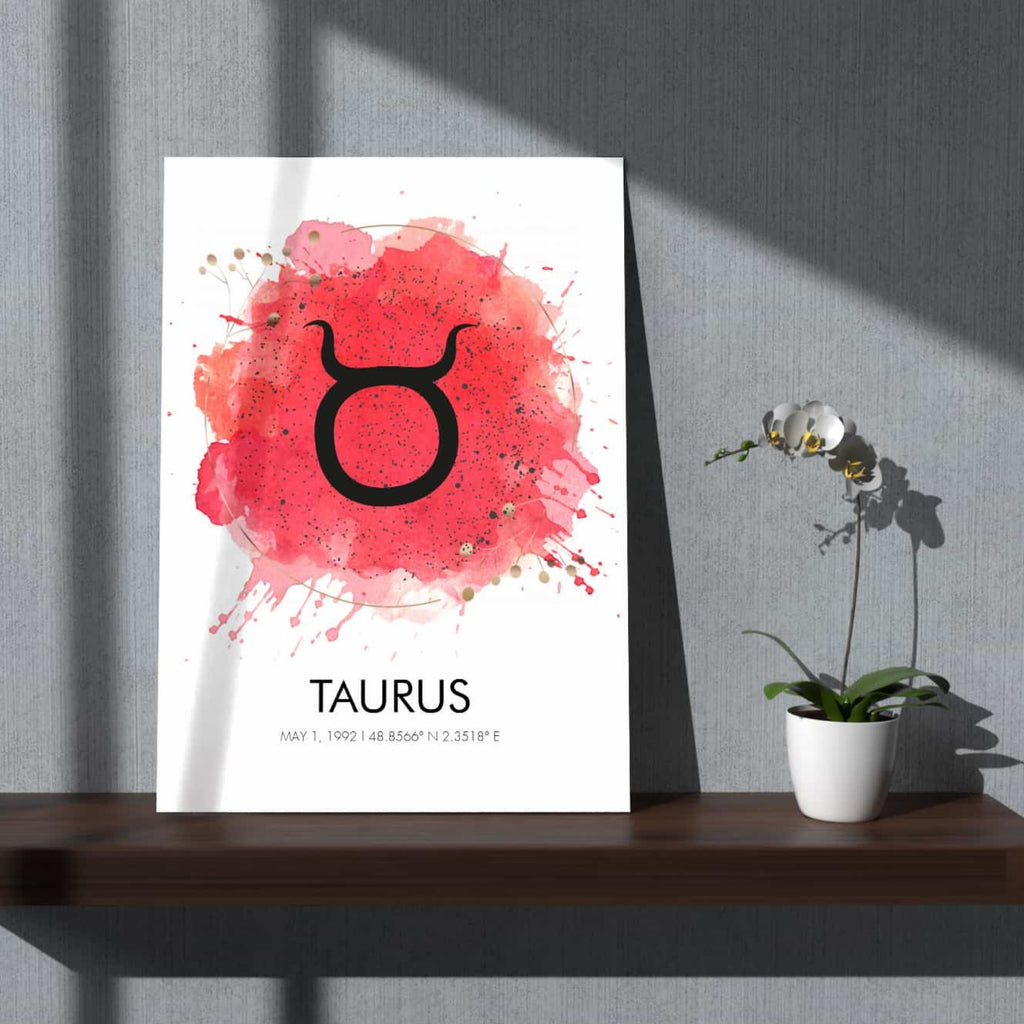 Our customizable zodiac watercolor prints let you create personalized wall art using a birth date and location. Four design styles to choose from: zodiac symbol, zodiac constellation map, realistic, and childish. The zodiac constellation print maps can be ready-to-hang canvas wall art, a framed print, or rolled print.