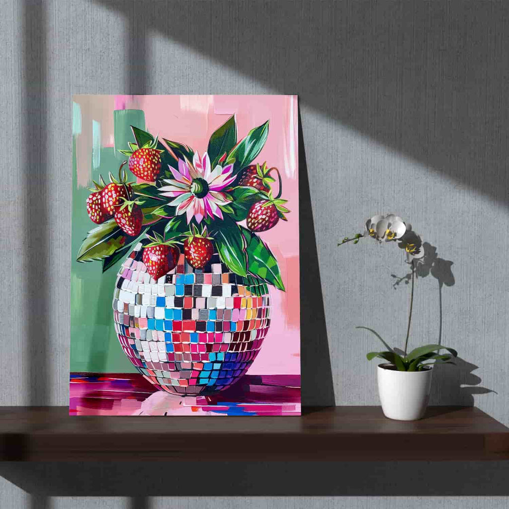 Disco Berry Canvas Wall Art Print | Canvas wall art print by Wall Nostalgia. Custom Canvas Prints, Made in Calgary, Canada | Large canvas prints, framed canvas prints, trendy wall art prints, living room wall art, living room art, living room canvas art, trendy art prints, canvas wall art canada, dining room art prints