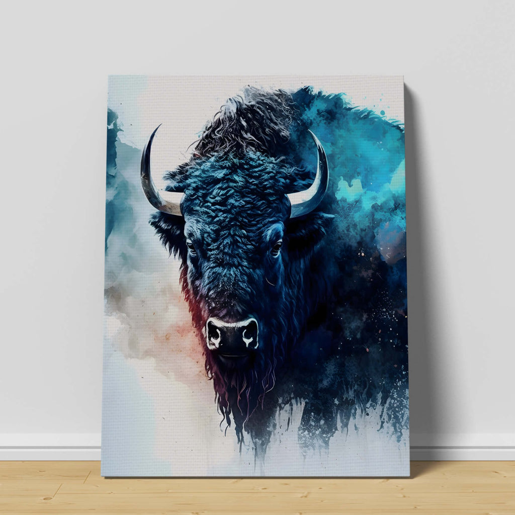 Blue Buffalo Canvas Print | Canvas wall art print by Wall Nostalgia. Custom canvas prints, made in Canada, large canvas prints, framed canvas prints, Blue Buffalo Print, Buffalo Canvas Print, Buffalo Art Print, Buffalo Canvas, Buffalo Wall Art, Buffalo Picture, Blue Buffalo Art Canvas, Buffalo Decor, Buffalo Wall Print