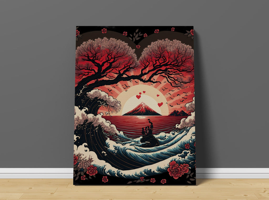 Romance is in the Air Canvas Wall Art Print | Canvas wall art print by Wall Nostalgia. Custom Canvas Prints, Made in Calgary, Canada, Large canvas print, romantic gifts, Romantic Canvas Print, Feminine Wall Art, Girly Wall Art, Japanese Wall Art Print, Romantic Prints, Romantic gift for her, valentines day gift for her