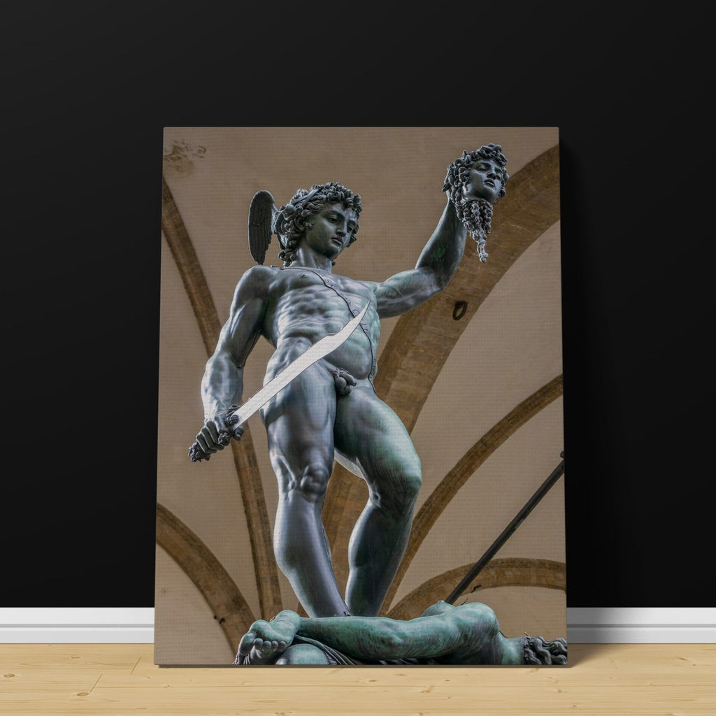 Perseus with Head of Medusa Canvas Wall Art Print | Canvas wall art print by Wall Nostalgia. Custom Canvas Prints, Made in Calgary, Canada, Large canvas prints, framed canvas prints, Perseus with Head of Medusa Canvas Wall Art Print, Greek Art Print, Greek Canvas Print, Greek God Art Print, Medusa Art Print, Modern Art