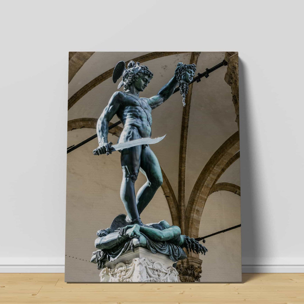 Perseus and Medusa Print | Canvas wall art print by Wall Nostalgia. Custom Canvas Prints, Made in Calgary, Canada | Large canvas prints, framed canvas prints, Greek Canvas Art Print | Perseus and Medusa, Perseus with the Head of Medusa, Greek Print, Greek Mythology Print, Greek Art Print, Perseus killing medusa, medusa
