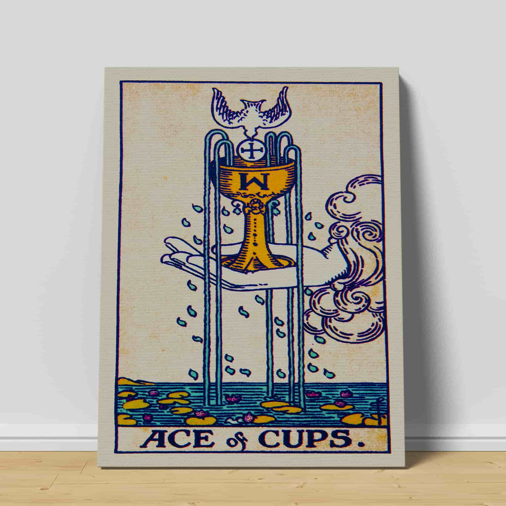 Ace of Cups Tarot Card Canvas Print | Canvas wall art print by Wall Nostalgia. Custom Canvas Prints, Made in Calgary, Canvas wall art canada, Ace of Cups print, Tarot Cards Printing Canada, Tarot Card Art Prints, Tarot Card canvas art, tarot card art, Tarot Cards Canada, Tarot Card Pictures, canvas prints canada