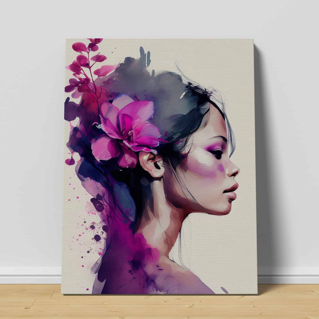Japanese Print | Canvas wall art print by Wall Nostalgia. Custom Canvas Prints, Made in Calgary, Canada | Large canvas prints, framed canvas prints, Japanese Wall Art Print Canvas, Japanese Print, Japanese Canvas Art, Japanese Art Print, Orchid Print, Trendy Wall Art Print, Japanese Woman, Canvas wall art canada