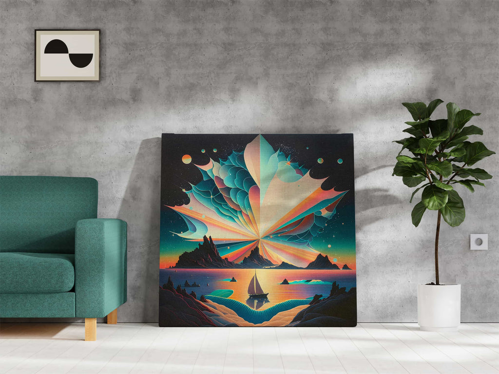 Sailing the Milky Way Surreal Canvas Wall Art Print | Canvas wall art print by Wall Nostalgia. Custom Canvas Prints, Made in Calgary, Canada | Large canvas prints, canvas wall art canada, canvas prints canada, canvas art canada, trendy wall art prints, canvas wall art prints canada, surreal art print, milky way art