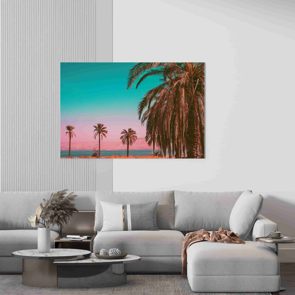 California Palm Tree Canvas Print | Canvas wall art print by Wall Nostalgia. Custom Canvas Prints, Made in Calgary, Canada | Large canvas prints, Cotton Candy Palm Tree Canvas Wall Art | Palm Tree Canvas Picture, Trendy Wall Art, Pastel Prints, Girly Wall Art, Pastel Sunset Print, Canvas Prints Canada, Wall Art Canada