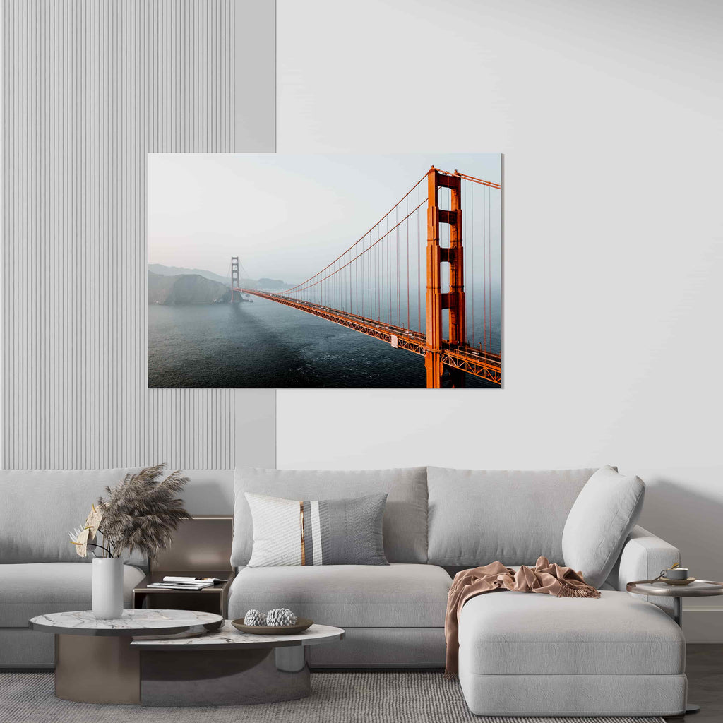 San Francisco Bridge Print | Canvas wall art print by Wall Nostalgia. Custom Canvas Prints, Made in Calgary, Canada | Large canvas prints, canvas prints, San Francisco Bridge Canvas Print, City Wall Art Print, Living room wall art prints Canada. anS Francisco bridge art prints, San Francisco wall art prints canada