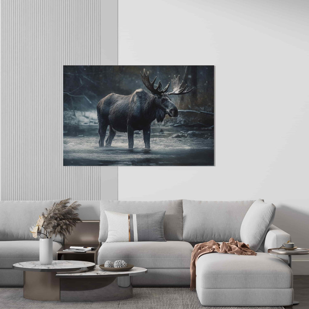 Moose Canvas Print | Canvas wall art print by Wall Nostalgia. Custom Canvas Prints, Made in Calgary, Canada | Large canvas print, framed canvas print, moose wall art, wildlife art print, wildlife wall art, moose canvas wall art, wildlife wall art canada, Moose art print, canvas wall art prints canada, canvas art prints