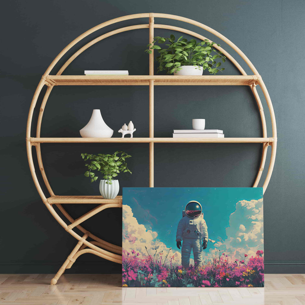 Field of Dreams Astronaut Wall Art Print | Canvas wall art print by Wall Nostalgia. Custom Canvas Prints, Made in Canada | Wall Art Canada, Canvas Art Canada, Large canvas prints Canada, Wall Art for Living Room, Wall Art for Office, Wall Art for Bedroom, Canvas Prints Canada, Astronaut wall art prints, Astronaut wall decor, Astronaut art prints, girly wall art, trendy wall art, modern wall art, unique wall art prints canada