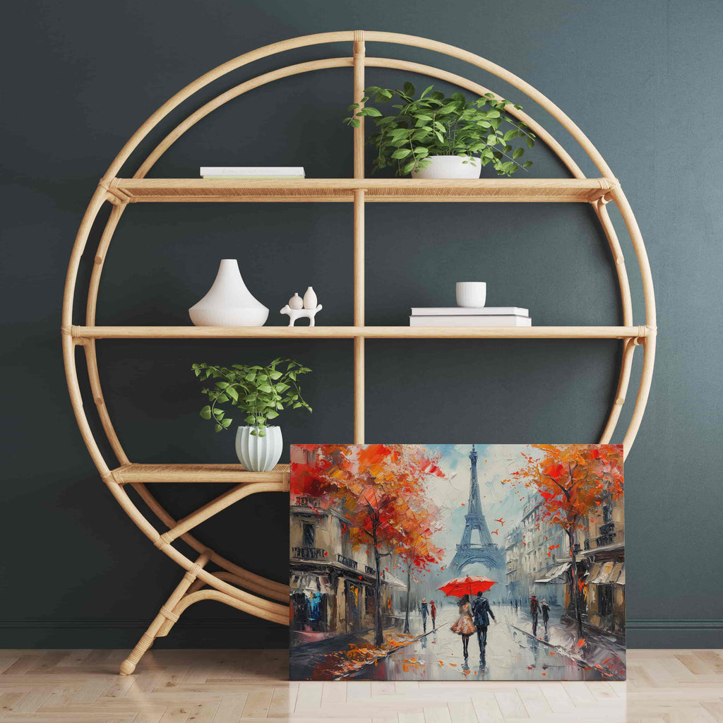 Shades of Autumn in Paris Canvas Art Print | Paris canvas wall art print by Wall Nostalgia. Custom Canvas Prints, Made in Canada | Wall Art Canada, Canvas Art Canada, Large canvas prints Canada, Wall Art for Living Room, Wall Art for Office, Wall Art for Bedroom, Canvas Prints Canada, Paris art prints, Paris painting, Eiffel tower painting, Eiffel tower canvas painting, romantic painting Paris