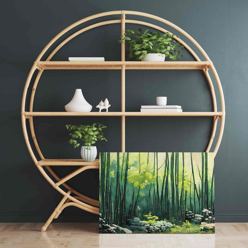 Tranquil Bamboo Forest Canvas Print  | Canvas wall art print by Wall Nostalgia. Custom Canvas Prints Made in Calgary | Large canvas prints, framed canvas prints, bathroom wall art prints, bathroom art prints, bathroom canvas art, bamboo art print, japanese art print, canvas wall art prints canada