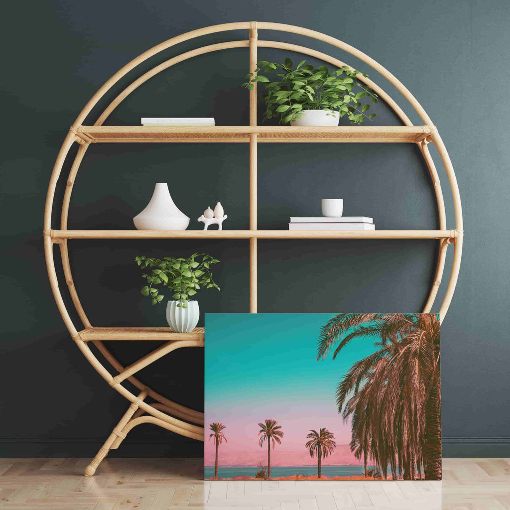 California Palm Tree Canvas Print | Canvas wall art print by Wall Nostalgia. Custom Canvas Prints, Made in Calgary, Canada | Large canvas prints, Cotton Candy Palm Tree Canvas Wall Art | Palm Tree Canvas Picture, Trendy Wall Art, Pastel Prints, Girly Wall Art, Pastel Sunset Print, Canvas Prints Canada, Wall Art Canada