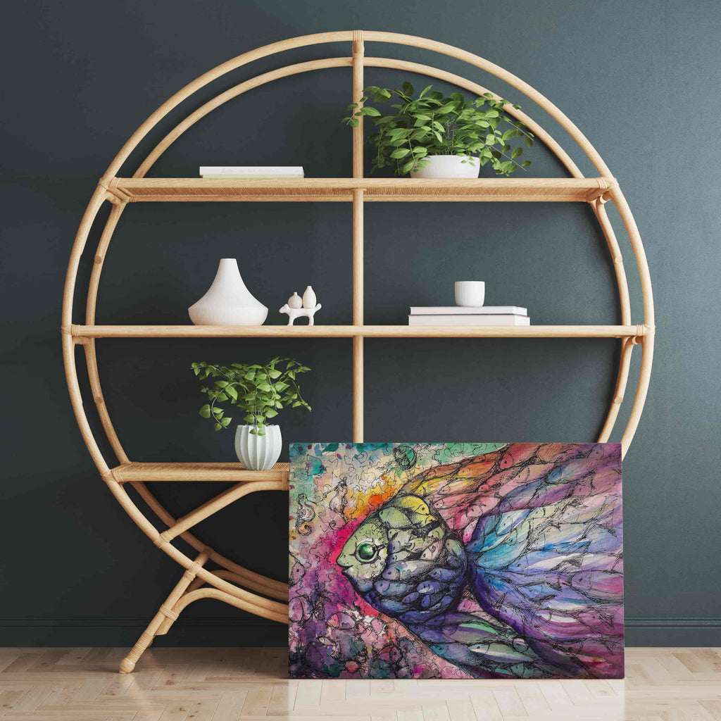 Mosaic Fish Canvas Wall Art Print | Canvas wall art print by Wall Nostalgia. Custom Canvas Prints, Made in Canada | Wall art for living room, Wall art for bedroom, Wall art for bathroom, Wall art prints Canada, Canvas art prints Canada, trendy wall art canada, contemporary wall art canada