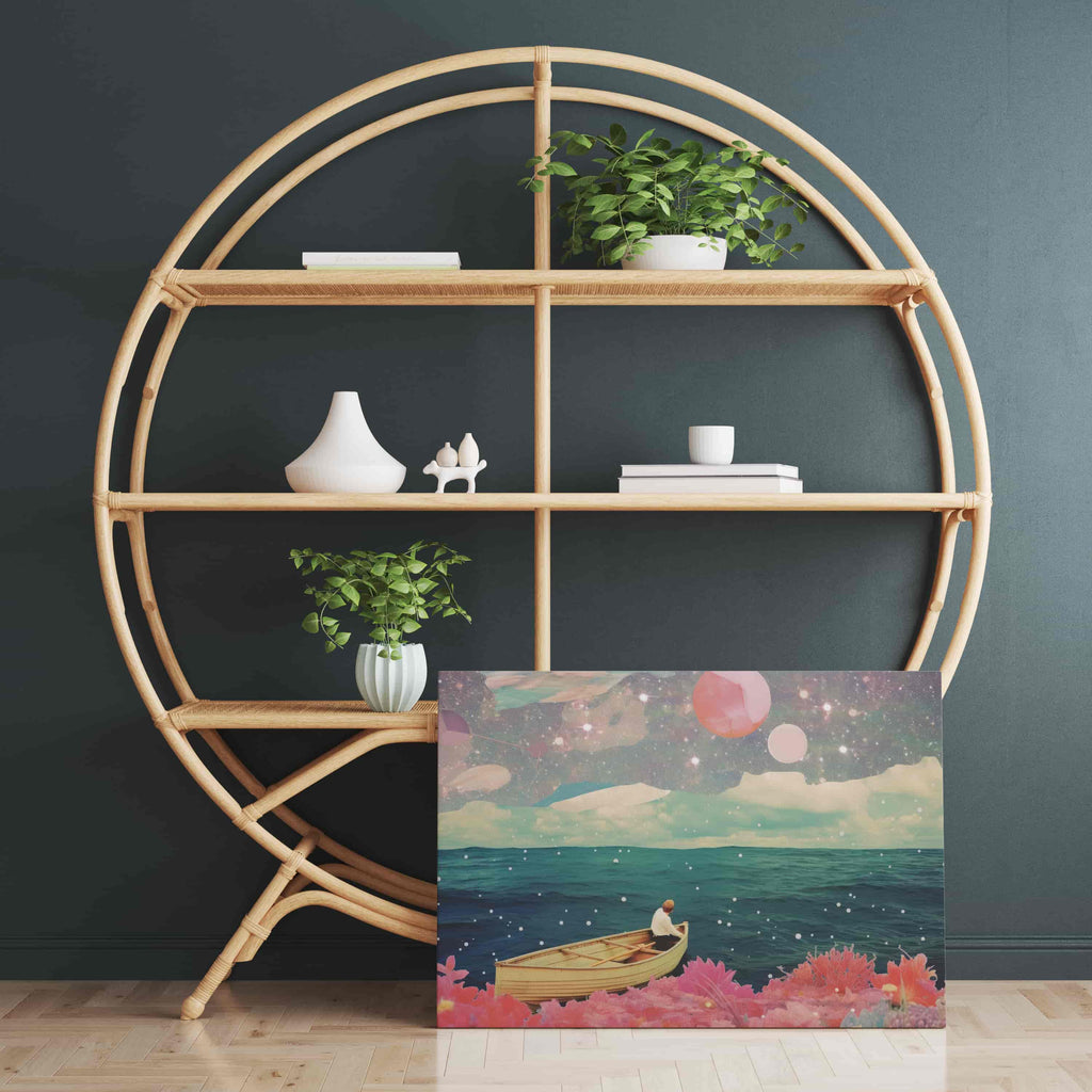 Ocean Journey Surrealism Wall Art Print  | Canvas wall art print by Wall Nostalgia. Custom Canvas Prints, Made in Canada | Wall Art Canada, Canvas Art Canada, Large canvas prints Canada, Wall Art for Living Room, Wall Art for Office, Wall Art for Bedroom, Canvas Prints Canada, fantasy wall art, fantasy art prints, girly wall art, feminine wall art, dreamy wall art, trendy wall art canada, unique wall art prints, unique art prints