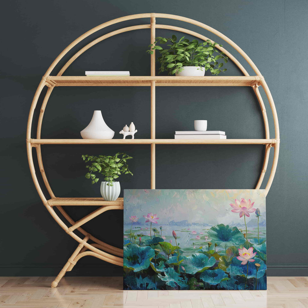Water Lilies Painting Canvas Print | Canvas wall art print by Wall Nostalgia. Custom Canvas Prints, Made in Calgary, Canada | Large canvas prints, framed canvas prints, water lilies painting, water lily painting, flower art prints, flower wall art prints canada, custom canvas prints, custom photo canvas prints, popular wall art prints, trendy wall art prints, living room wall art prints, bedroom wall art prints