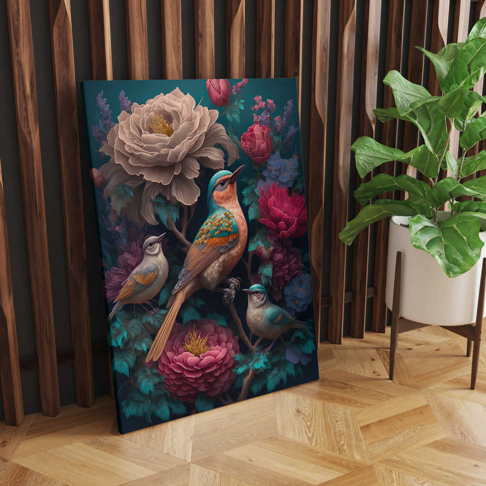 Fantasy Bird Print | Canvas wall art print by Wall Nostalgia. FREE SHIPPING on all orders. Custom Canvas Prints, Made in Calgary, Canada | Large canvas prints, AI generated, 3D art print, Bird Canvas Print, Bird Wall Art, Bird Art Print, Bird Canvas Wall Art, Bird Wall Art Print, Hummingbird Bird, Bird Wall Print Art