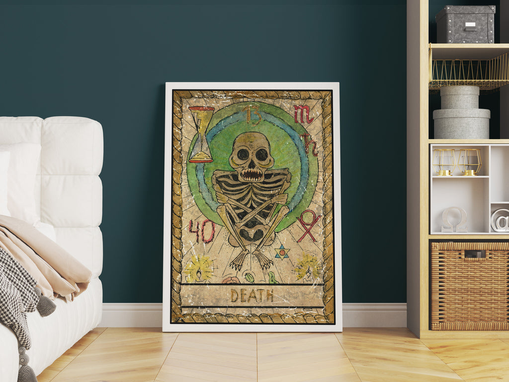 Death Tarot Card Print | Canvas wall art print by Wall Nostalgia. FREE SHIPPING on all orders. Custom Canvas Prints, Made in Calgary, Canada | Large canvas prints, canvas prints, Tarot Card Print Canvas Wall Art | Tarot Card Death, Tarot Cards Print, Tarot print, Tarot Card Wall Print, Tarot Card Wall Art, Tarot art