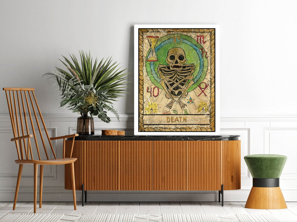 Death Tarot Card Print | Canvas wall art print by Wall Nostalgia. FREE SHIPPING on all orders. Custom Canvas Prints, Made in Calgary, Canada | Large canvas prints, canvas prints, Tarot Card Print Canvas Wall Art | Tarot Card Death, Tarot Cards Print, Tarot print, Tarot Card Wall Print, Tarot Card Wall Art, Tarot art