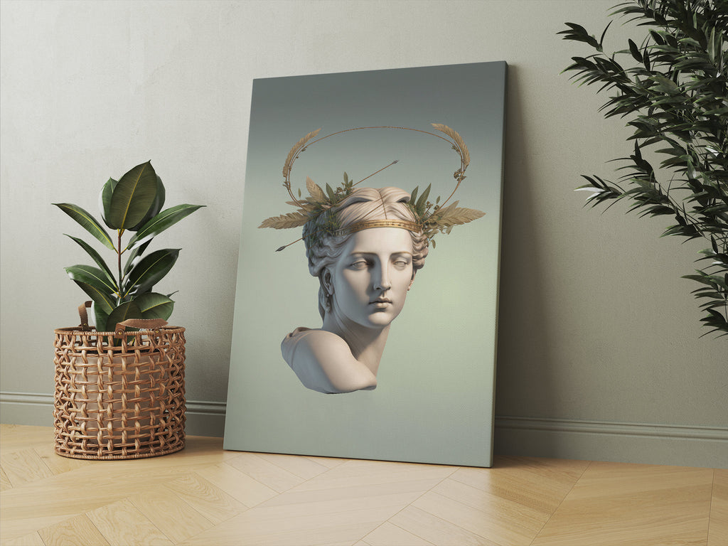Mint Green Greek Statue Print | Canvas wall art print by Wall Nostalgia. FREE SHIPPING on all orders. Custom Canvas Prints, Made in Calgary, Canada | Large canvas prints, Greek goddess art print | Canvas wall art print, Greek goddess statue, Greek goddess print, Greek goddess art, goddess print, Goddess art