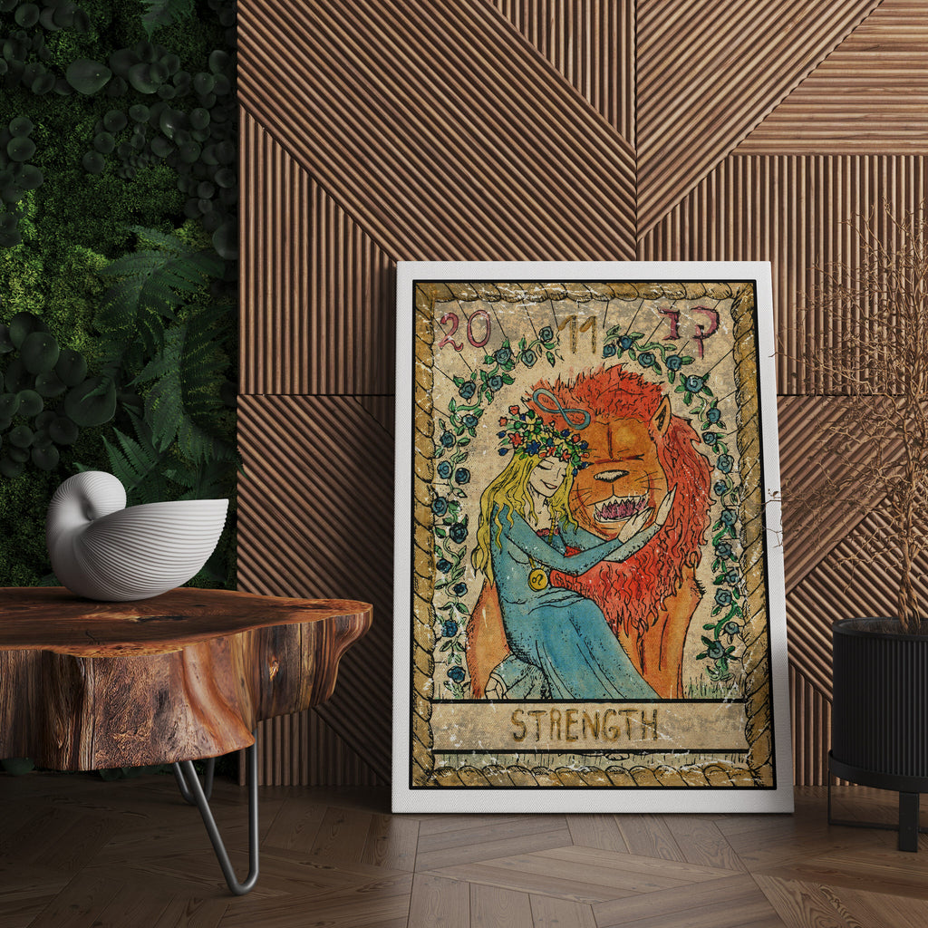 The Strength Strength Tarot Card Canvas Print - Tarot Card Print Wall Art Canada ...