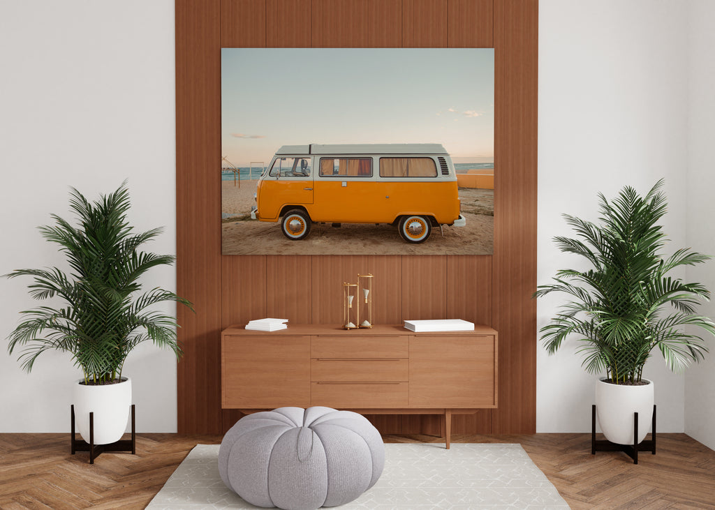 Volkswagen Van Print | Canvas wall art print by Wall Nostalgia. FREE SHIPPING on all orders. Custom Canvas Prints, Made in Calgary, Canada | Large canvas prints, framed canvas print, Volkswagen Photo Canvas Print, Vintage art print, Volkswagen print, Boho wall art, Volkswagen van, Retro print,  VW bus print, Canvas art