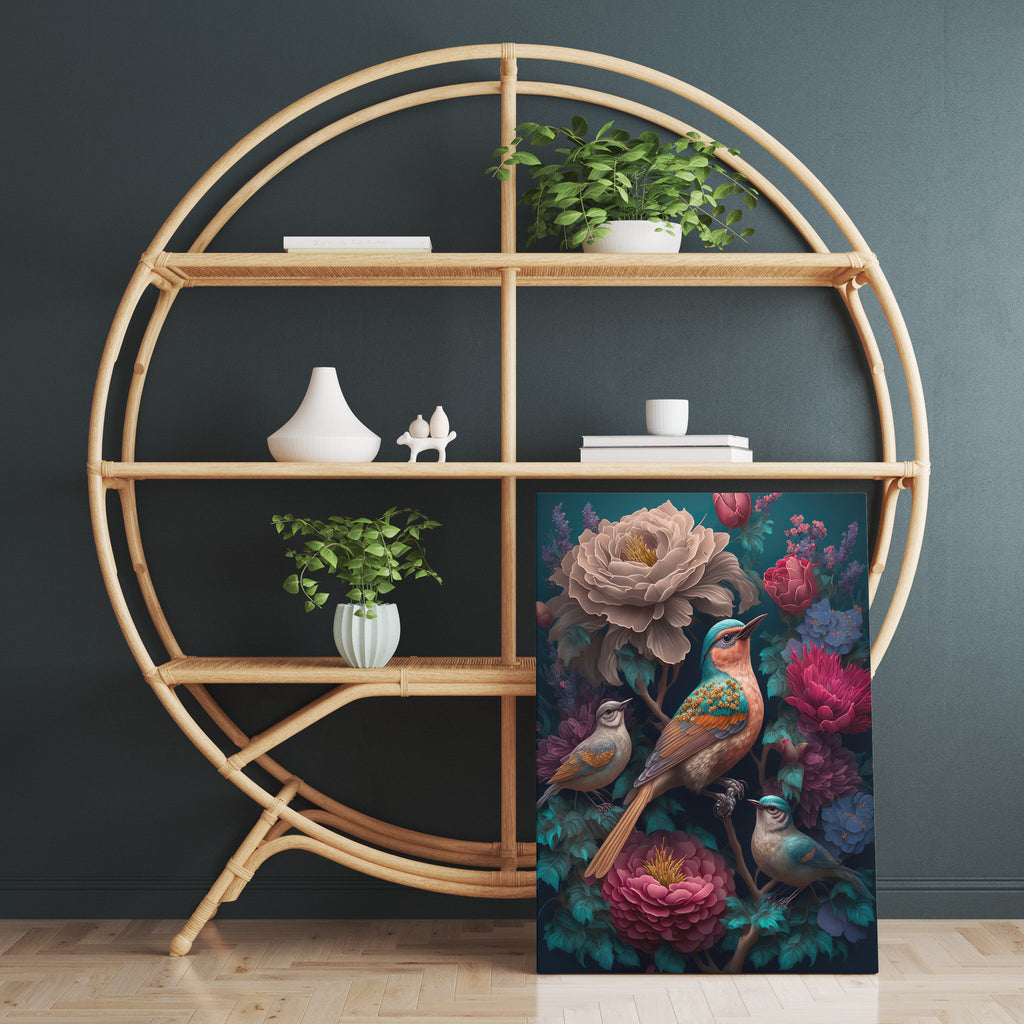 Fantasy Bird Print | Canvas wall art print by Wall Nostalgia. FREE SHIPPING on all orders. Custom Canvas Prints, Made in Calgary, Canada | Large canvas prints, AI generated, 3D art print, Bird Canvas Print, Bird Wall Art, Bird Art Print, Bird Canvas Wall Art, Bird Wall Art Print, Hummingbird Bird, Bird Wall Print Art