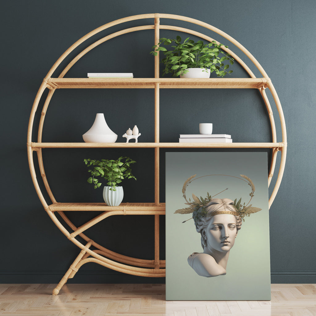 Mint Green Greek Statue Print | Canvas wall art print by Wall Nostalgia. FREE SHIPPING on all orders. Custom Canvas Prints, Made in Calgary, Canada | Large canvas prints, Greek goddess art print | Canvas wall art print, Greek goddess statue, Greek goddess print, Greek goddess art, goddess print, Goddess art