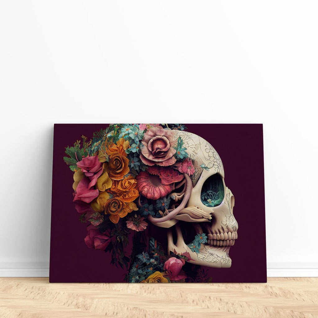 Sugar Skull Artwork Print | Canvas wall art print by Wall Nostalgia. FREE SHIPPING on all orders. Custom canvas art prints, Made in Calgary, Canada | Large canvas prints, framed canvas prints, Sugar Skull wall art, Candy Skull Art Print, Sugar Skull wall decor, Sugar skull canvas art print, Sugar skull canvas wall art