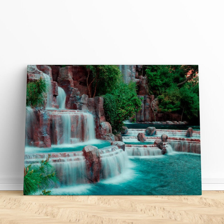 Waterfall Print | Canvas wall art print by Wall Nostalgia. FREE SHIPPING on all orders. Custom Canvas Prints, Made in Calgary, Canada | Large canvas prints, framed canvas prints, Waterfall Print Canvas Wall Art | Canvas print, Waterfall wall art, Waterfall wall art, Waterfall canvas, Spa print, Spa poster, Spa canvas