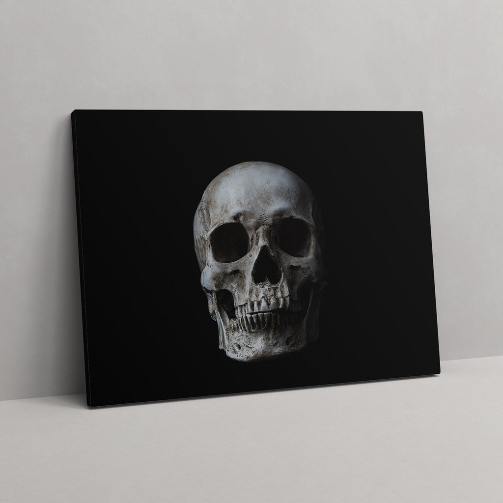 Skull Print | Canvas wall art print by Wall Nostalgia. FREE SHIPPING on all orders. Custom Canvas Prints, Made in Calgary, Canada | Large canvas prints, framed canvas prints, Skull art print | Black skull print, Skull canvas art, Skull canvas print, Skull wall art decor, Human skull, Gothic home decor canvas print