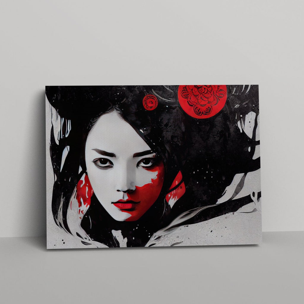 Female Ninja Print | Canvas wall art print by Wall Nostalgia. FREE SHIPPING on all orders. Custom Canvas Prints, Made in Calgary, Canada | Large canvas prints, framed canvas prints, Geisha Print Canvas Wall Art | Geisha wall art print, Geisha wall art, Geisha art, Geisha canvas print, Asian art print, Geisha print art