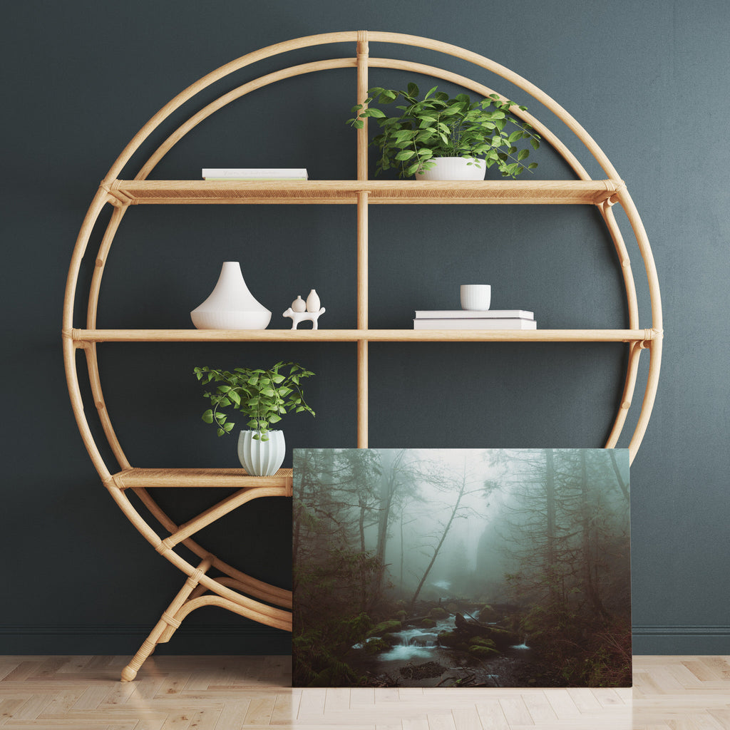 Foggy Forest Print | Canvas wall art print by Wall Nostalgia. FREE SHIPPING on all orders. Custom Canvas Prints, Made in Calgary, Canada, Large canvas prints, framed canvas prints, Foggy Forest Print Canvas Wall Art, Foggy trees print, Misty forest print, Canvas print, Foggy forest wall art, Misty forest wall art print