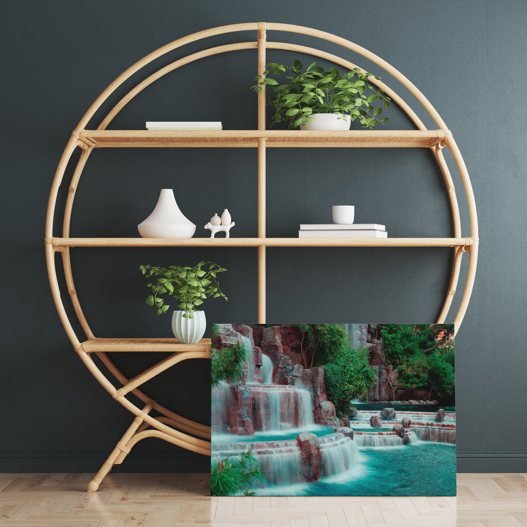 Waterfall Print | Canvas wall art print by Wall Nostalgia. FREE SHIPPING on all orders. Custom Canvas Prints, Made in Calgary, Canada | Large canvas prints, framed canvas prints, Waterfall Print Canvas Wall Art | Canvas print, Waterfall wall art, Waterfall wall art, Waterfall canvas, Spa print, Spa poster, Spa canvas