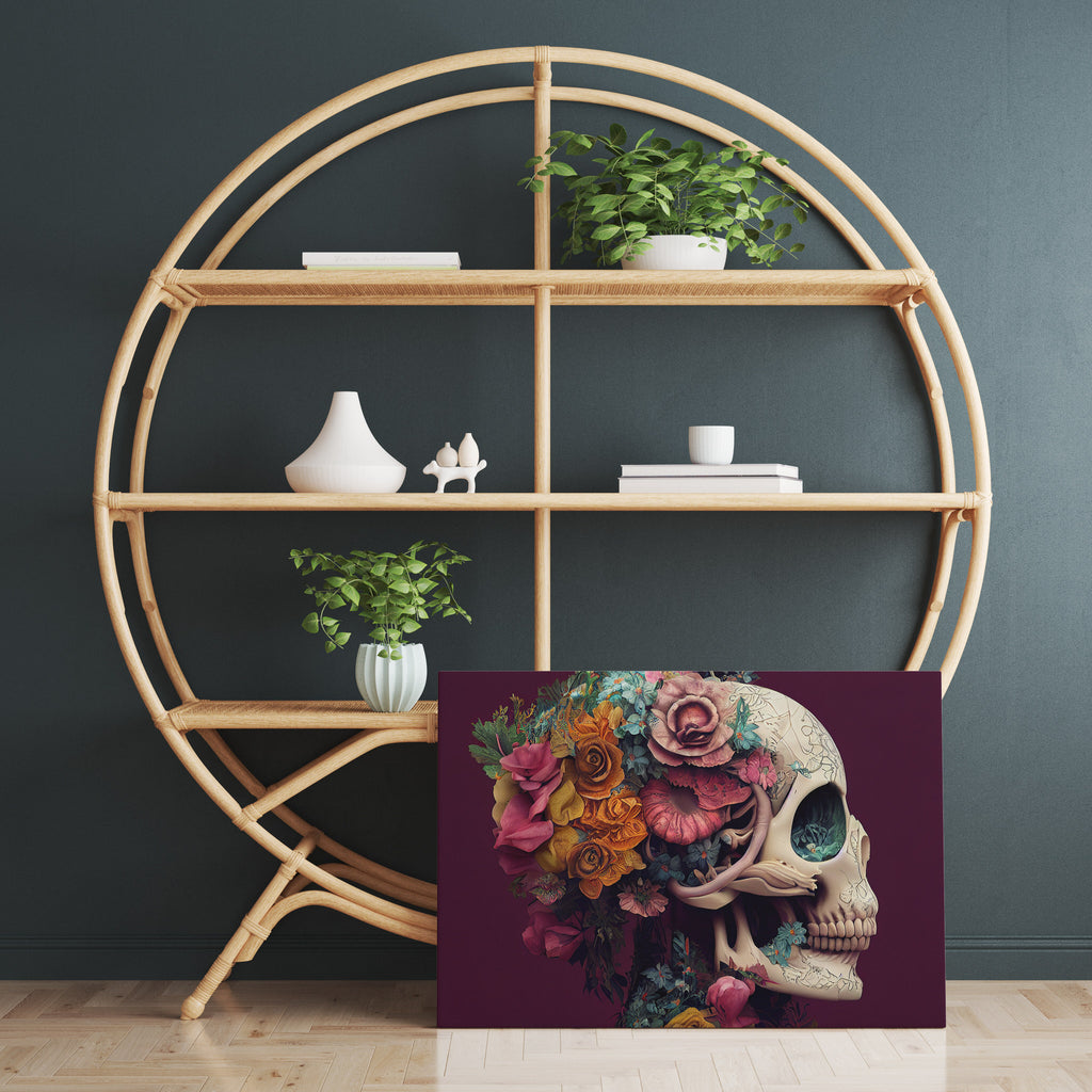 Sugar Skull Artwork Print | Canvas wall art print by Wall Nostalgia. FREE SHIPPING on all orders. Custom canvas art prints, Made in Calgary, Canada | Large canvas prints, framed canvas prints, Sugar Skull wall art, Candy Skull Art Print, Sugar Skull wall decor, Sugar skull canvas art print, Sugar skull canvas wall art
