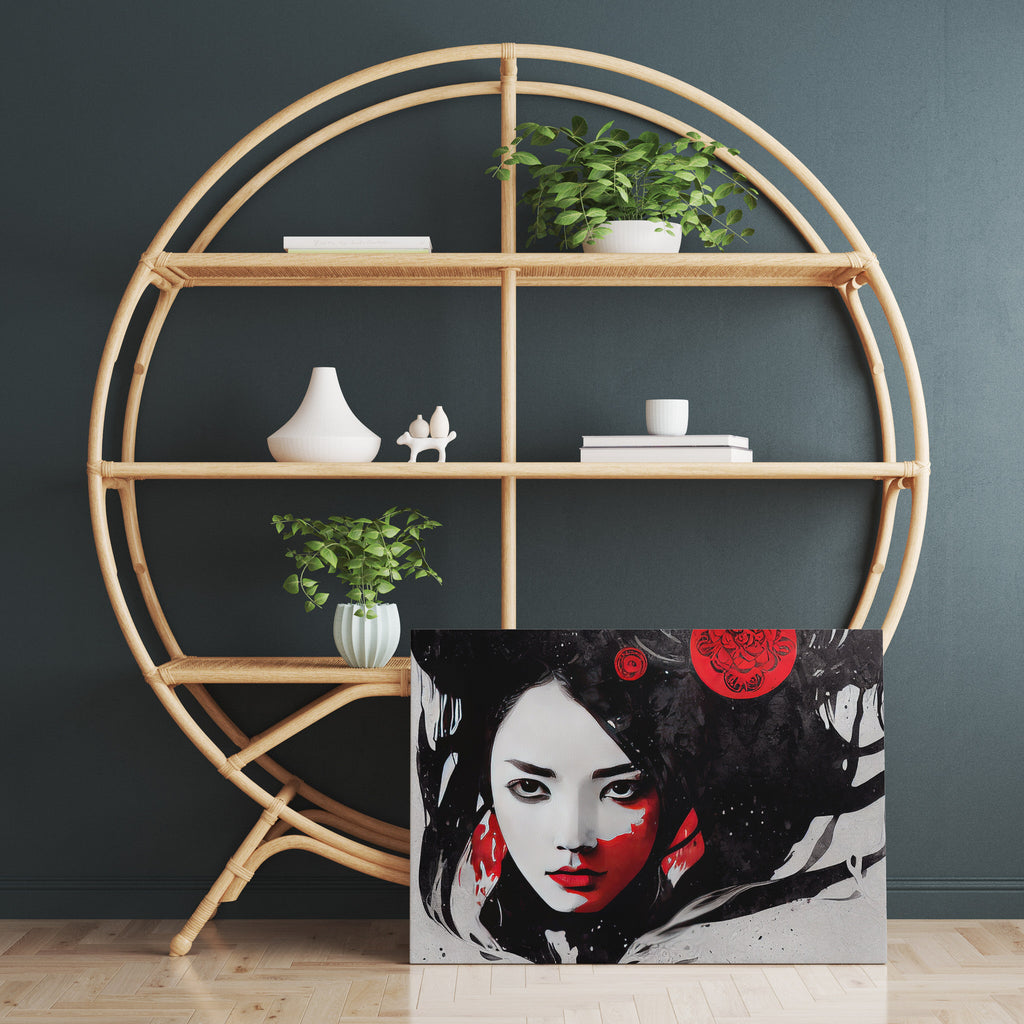 Female Ninja Print | Canvas wall art print by Wall Nostalgia. FREE SHIPPING on all orders. Custom Canvas Prints, Made in Calgary, Canada | Large canvas prints, framed canvas prints, Geisha Print Canvas Wall Art | Geisha wall art print, Geisha wall art, Geisha art, Geisha canvas print, Asian art print, Geisha print art