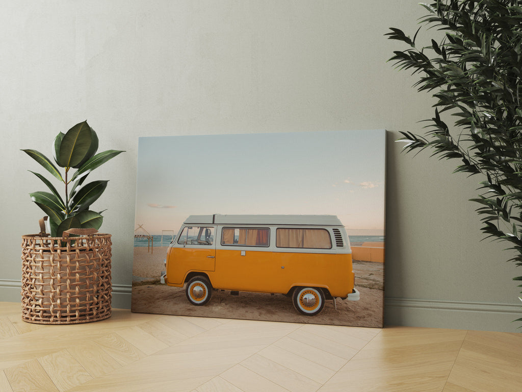 Volkswagen Van Print | Canvas wall art print by Wall Nostalgia. FREE SHIPPING on all orders. Custom Canvas Prints, Made in Calgary, Canada | Large canvas prints, framed canvas print, Volkswagen Photo Canvas Print, Vintage art print, Volkswagen print, Boho wall art, Volkswagen van, Retro print,  VW bus print, Canvas art